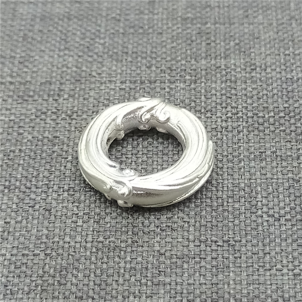 4pcs of 990 Fine Silver Large Hole Dragon Circle Beads Spacer 13mm Light Weight