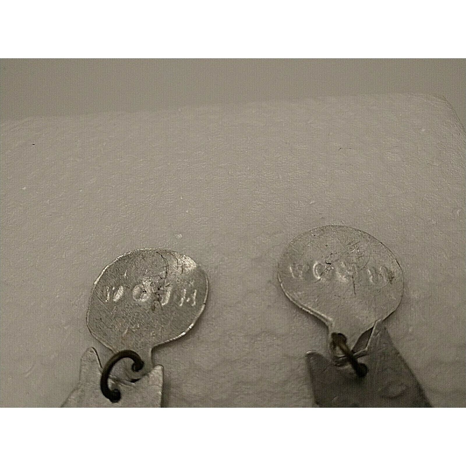 BLACK CATS Meow Etched Silvertone As-is Craft Jewelry Parts Artisan-made Vtg
