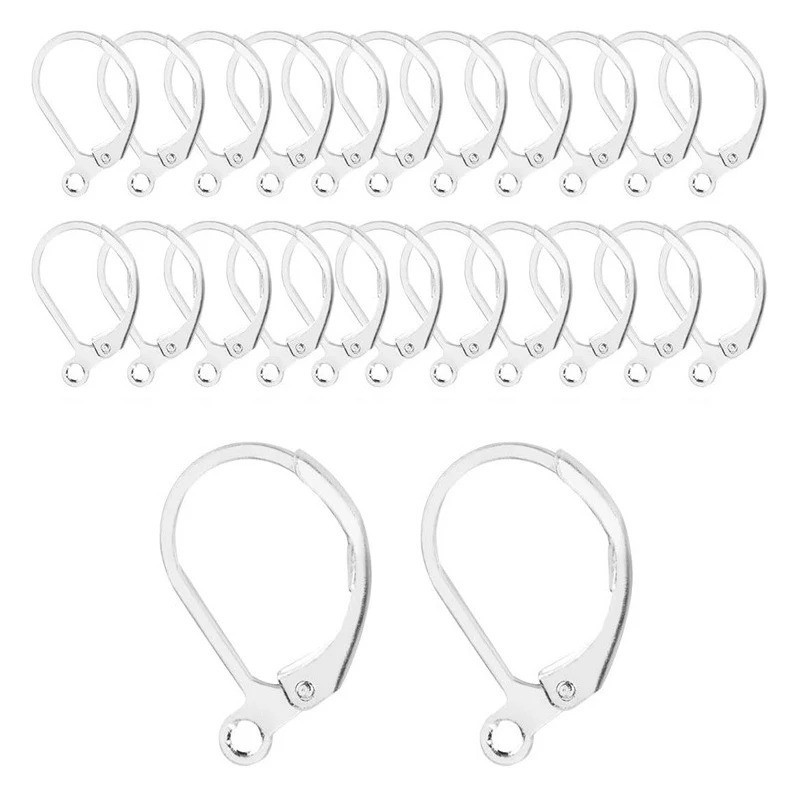 100 Pcs 925 Sterling Silver Earring Hooks Beads For Jewelry Making Ear Wires Set