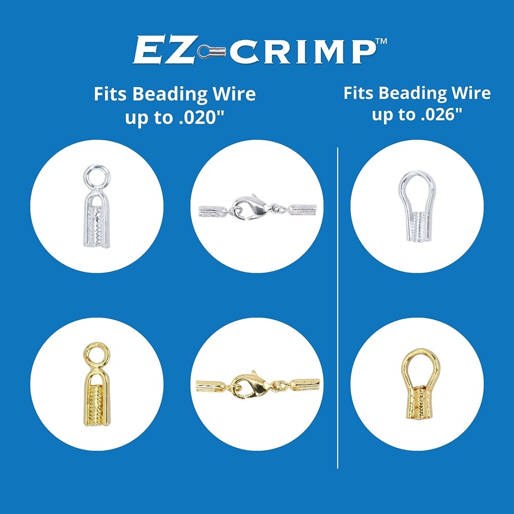 Beadalon EZ Crimp Ends Silver Plated or Gold Color Jewelry Crimps Ends