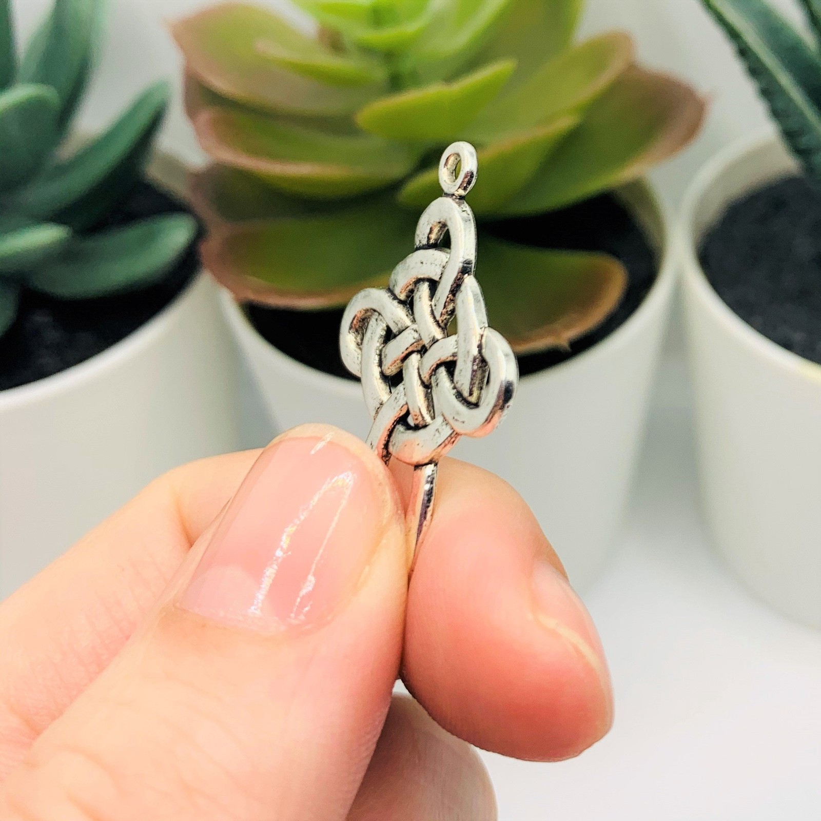 Silver Celtic Knot Cross Charms, 33x22mm – US Seller