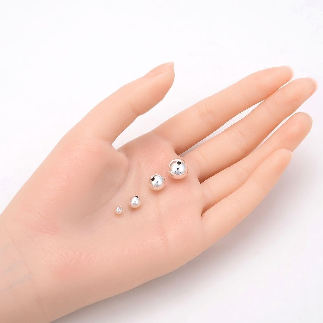 100pcs 8mm Silver Plated Brass Round Spacer Beads for Jewelry Making