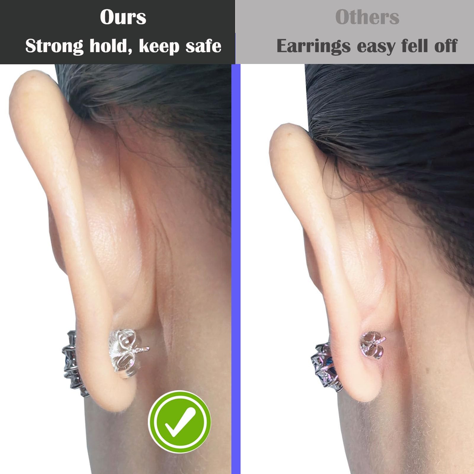 8 Pieces Earring Backs for Droopy Ears, Large Earring Backs Replacements for …