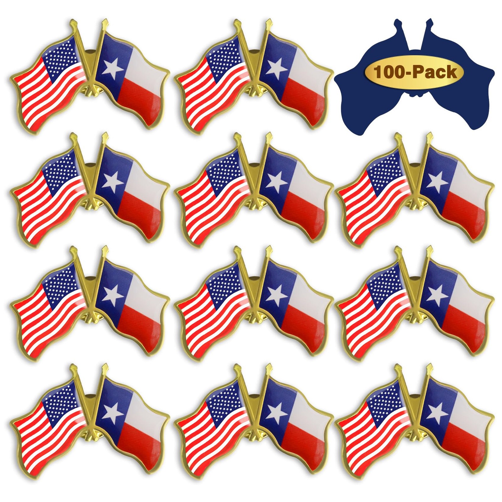 6/ Pack-American State US Texas Flag Lapel Pins Bulk -1.5” United States America