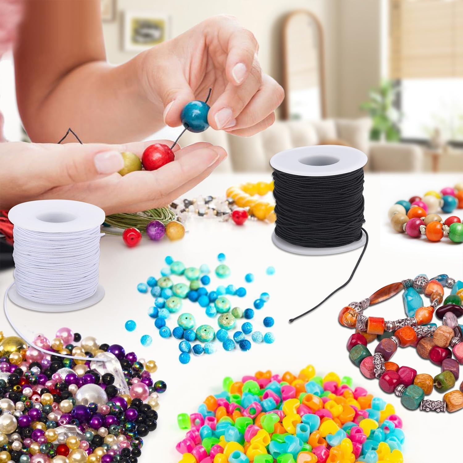 4× Stretchy String for Bracelets 1 mm Sturdy Elastic Cord DIY Jewelry Making USA