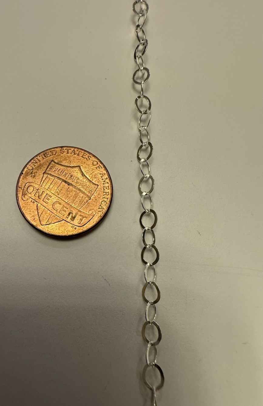 3.8mm flat round cable chain sterling silver 5ft
