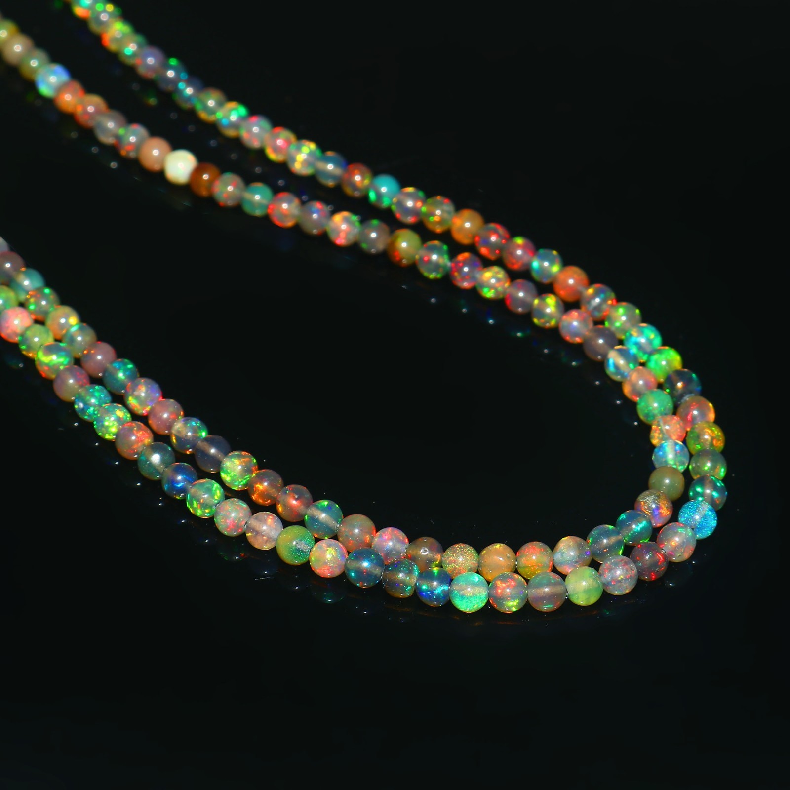 35Cts Natural Opal Smooth Round Beads Loose Gemstone Yellow Fire NB131