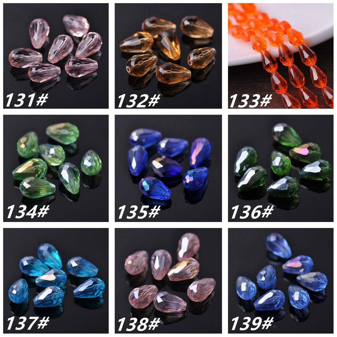 Teardrop Faceted Crystal Glass Loose Crafts Beads lot 5×3 7×5 12×8 15×10 18x12mm
