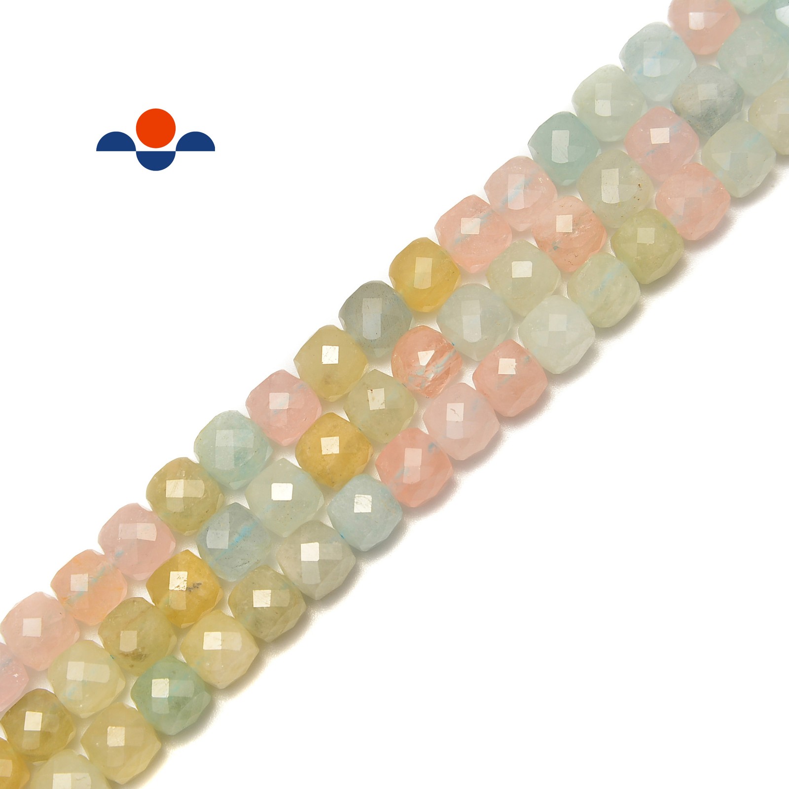 Morganite Faceted Square Dice Cube Beads Size 4mm 15.5″ Strand (4mm)