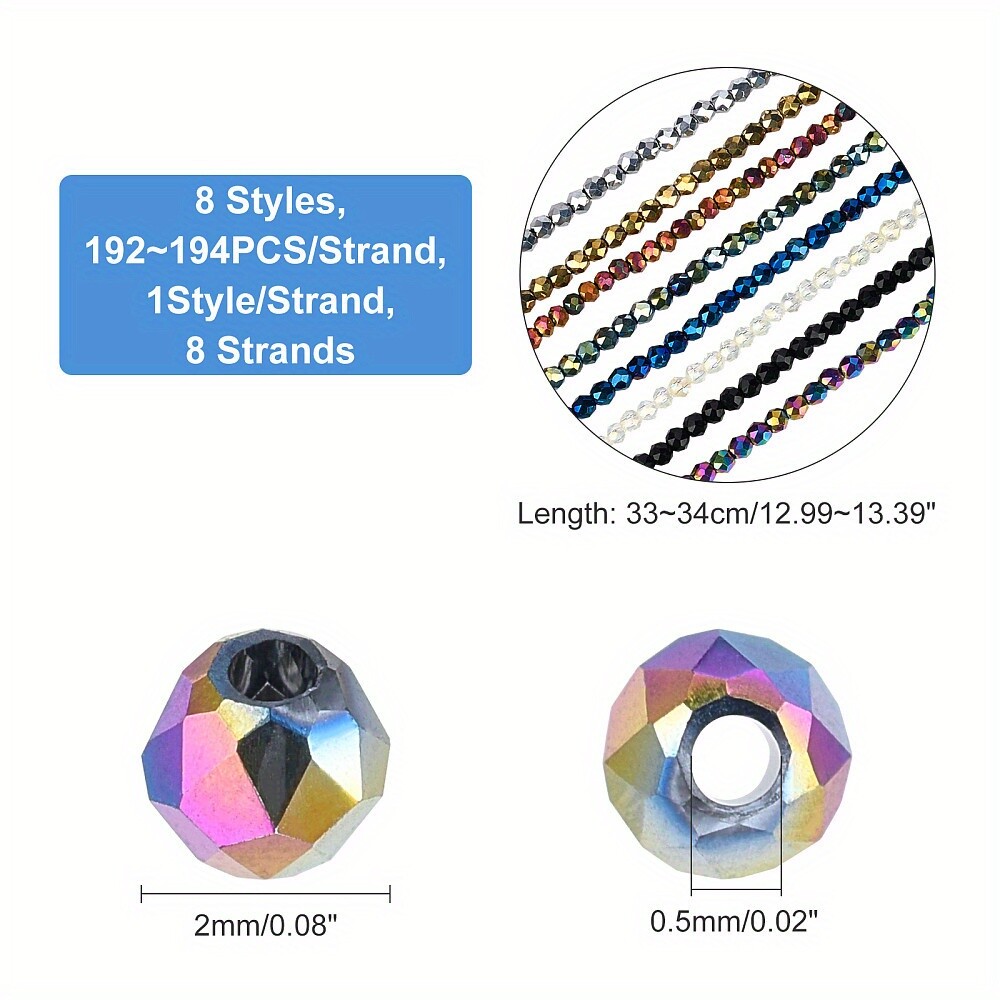 1box 8Strands Glass Beads Strands 8 style Faceted Glass Beads Strands
