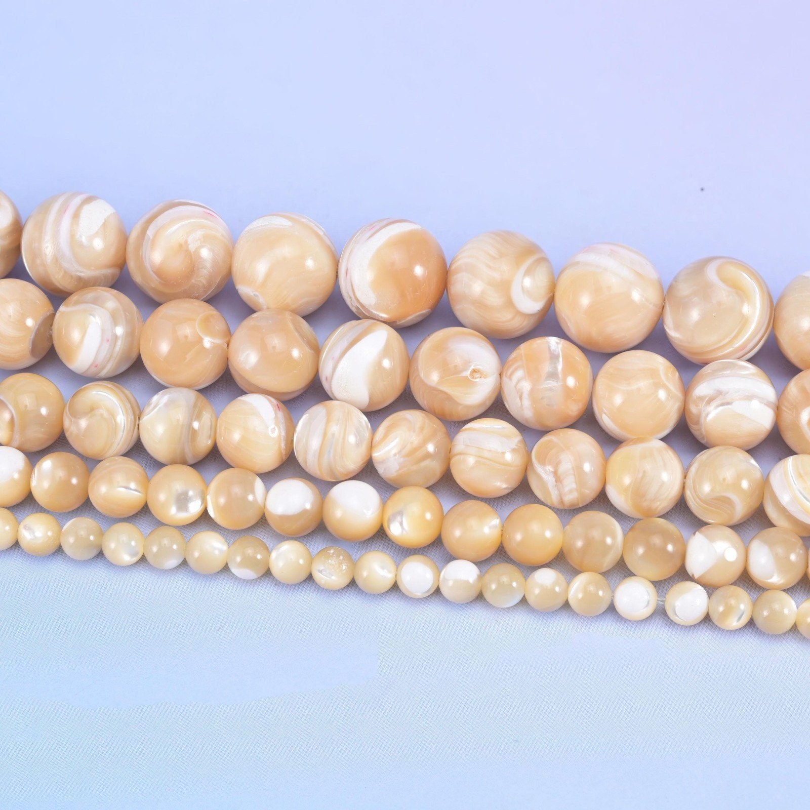 Trochus Shell Smooth Round Beads 4mm 6mm 8mm 10mm 12mm 15.5 Inch Strand