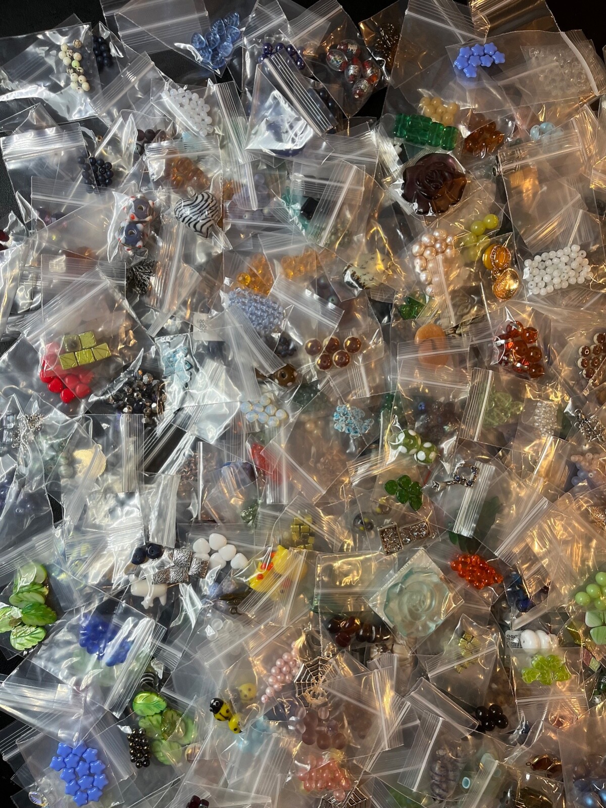 55 Bag Mixed Bead Lot Glass Stone Metal Charms Findings New NO PLASTIC!