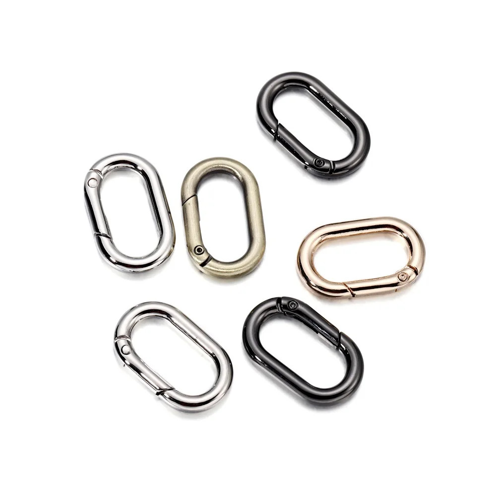 5PCS Metal Oval Spring Clasp Carabiner Clips for DIY Jewelry and Keychains