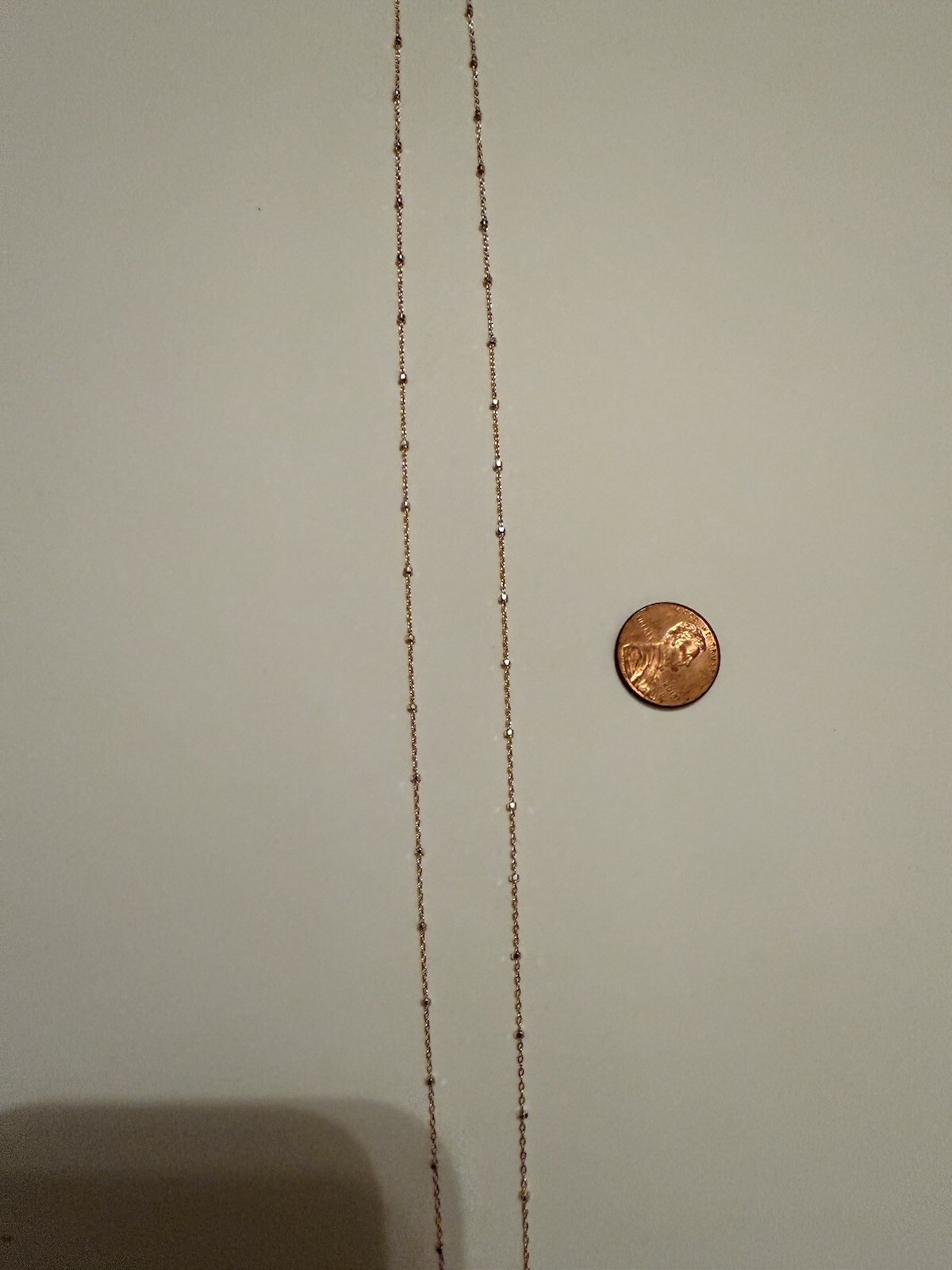 14kt gold fiiled satellite chain 1.4x1mm with silver bead, 16 inch