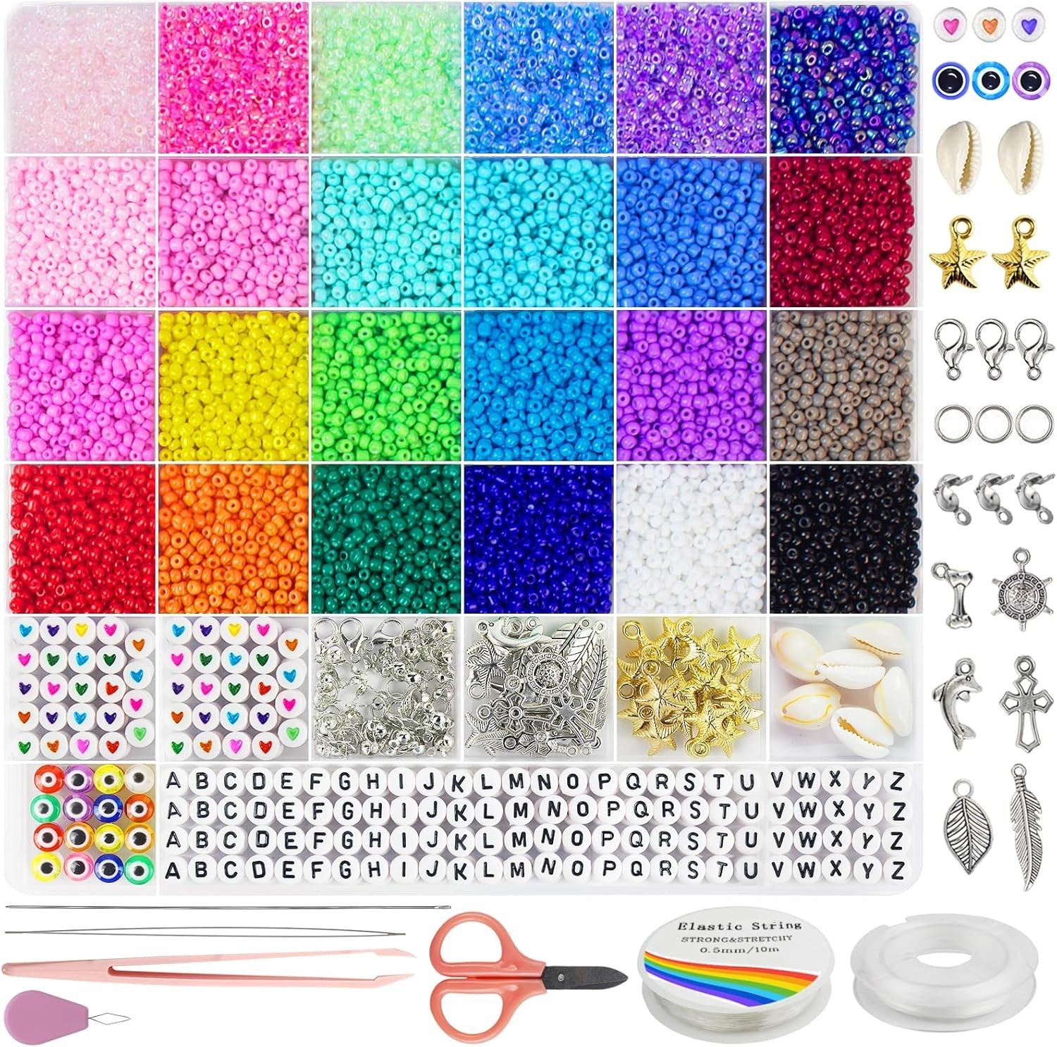 8000pcs 3mm Glass Seed Beads for Bracelet Making Kit, Small Beads Friendship …