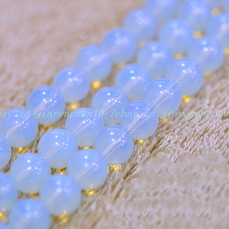 Natural Beauty 6mm 8mm 10mm 12mm White Opal Round Gemstone Loose Beads 15”
