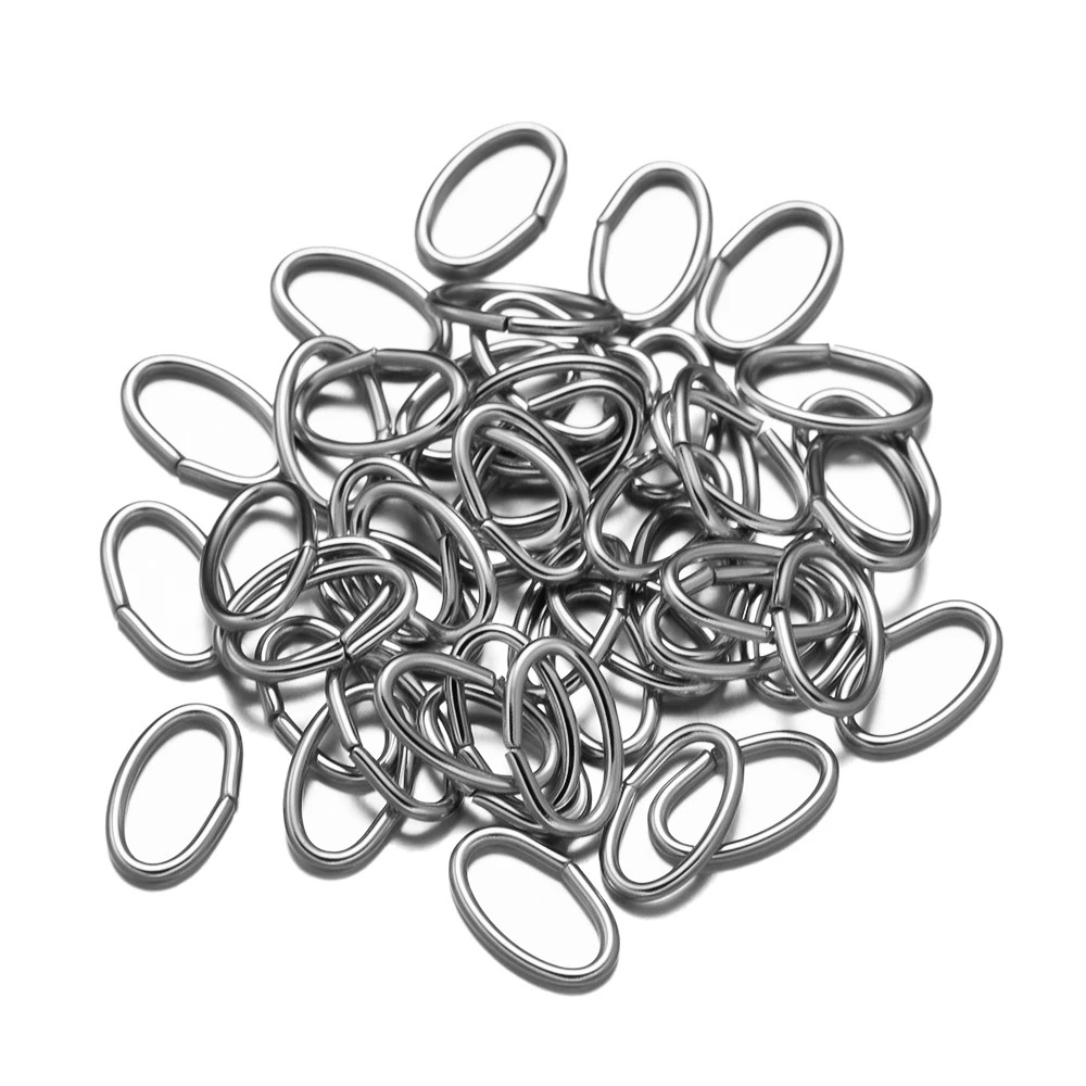 50Pcs Stainless Steel Oval Jump Rings Connector Open Rings for Jewelry Making Ea