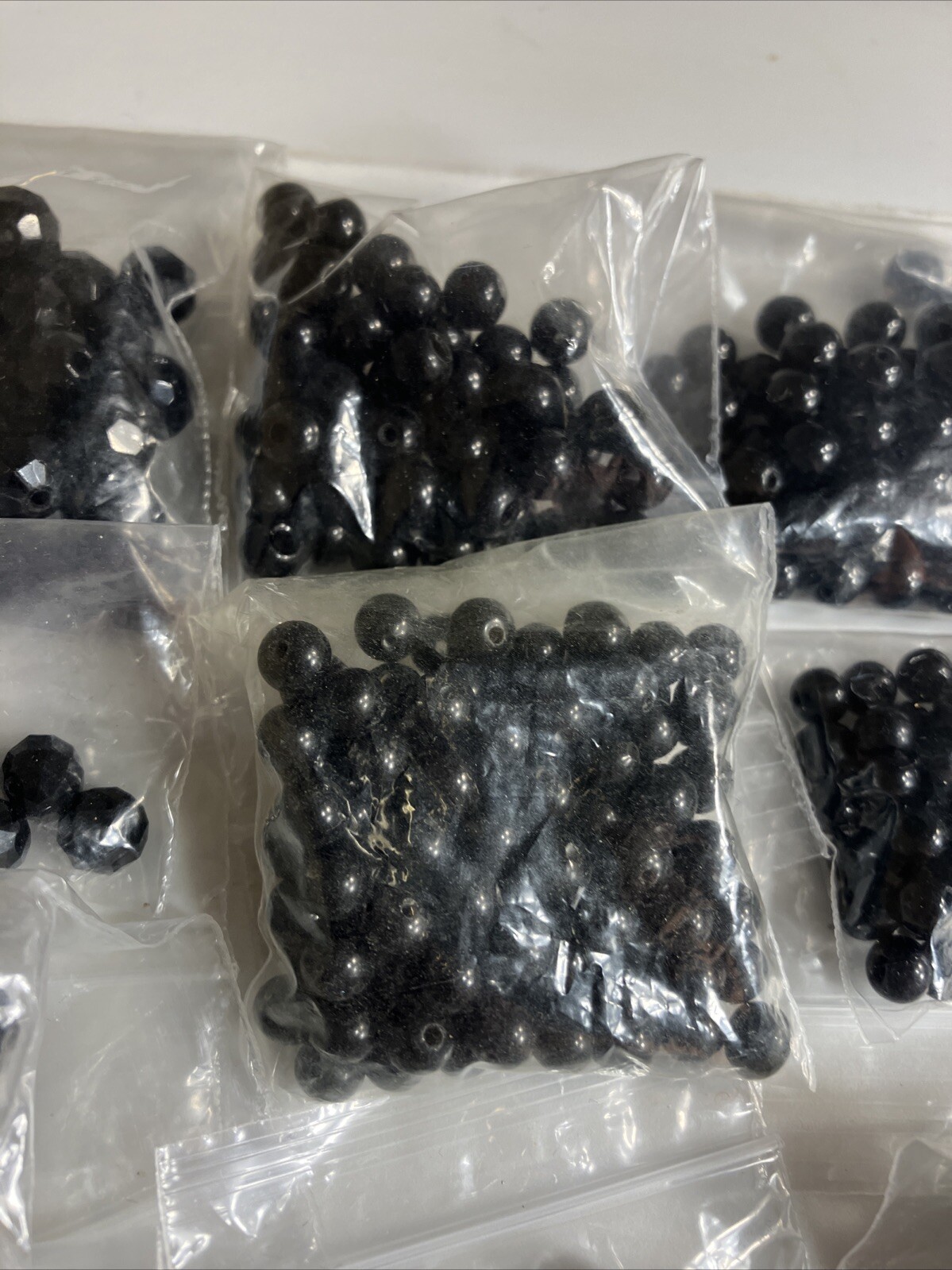 Lot of Vintage Black Beads Crystal and Some Glass Round and Other Shapes & Sizes