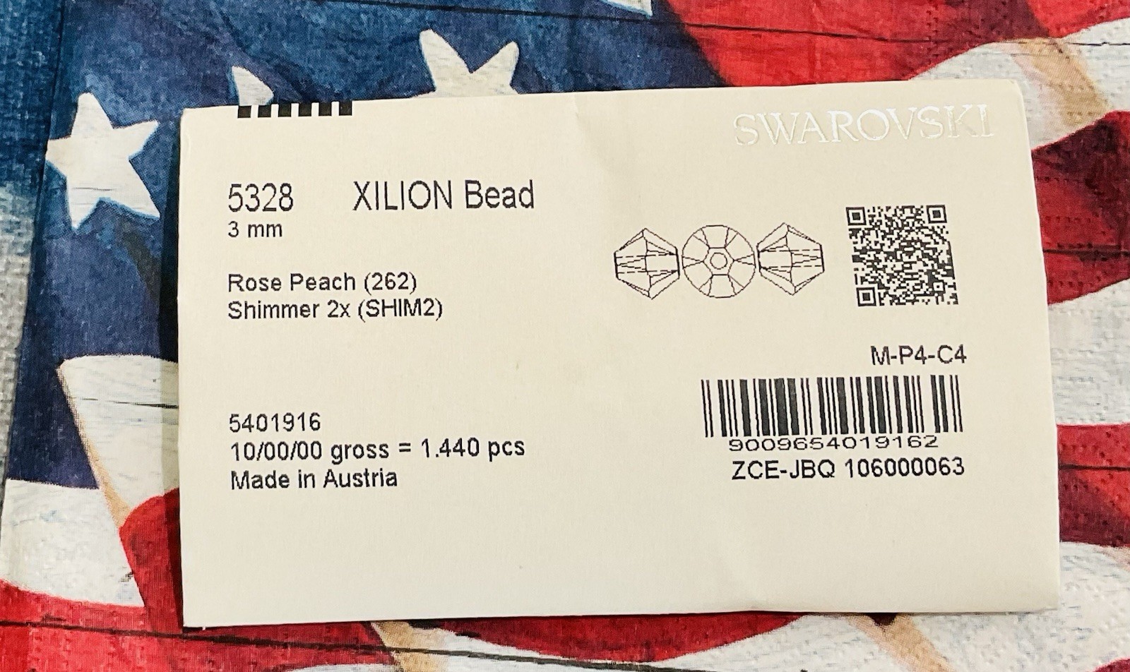 Swarovski 5328 3mm Rose Peach Shimmer 2X 1440 Pcs Sealed Pack from Austria