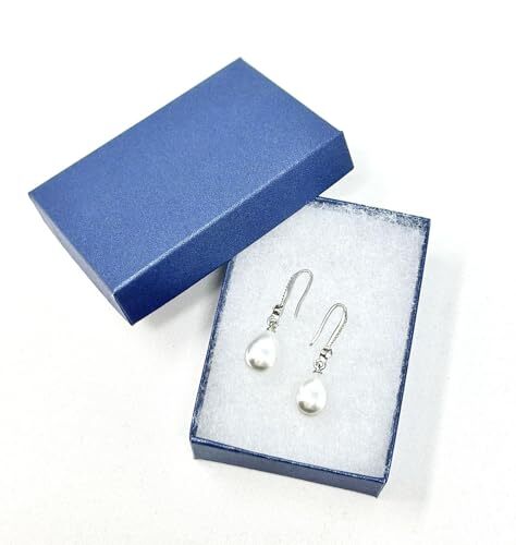 -6 Pack Cotton Filled Color Cardboard Jewelry Neckless, Ring, Pear Blue