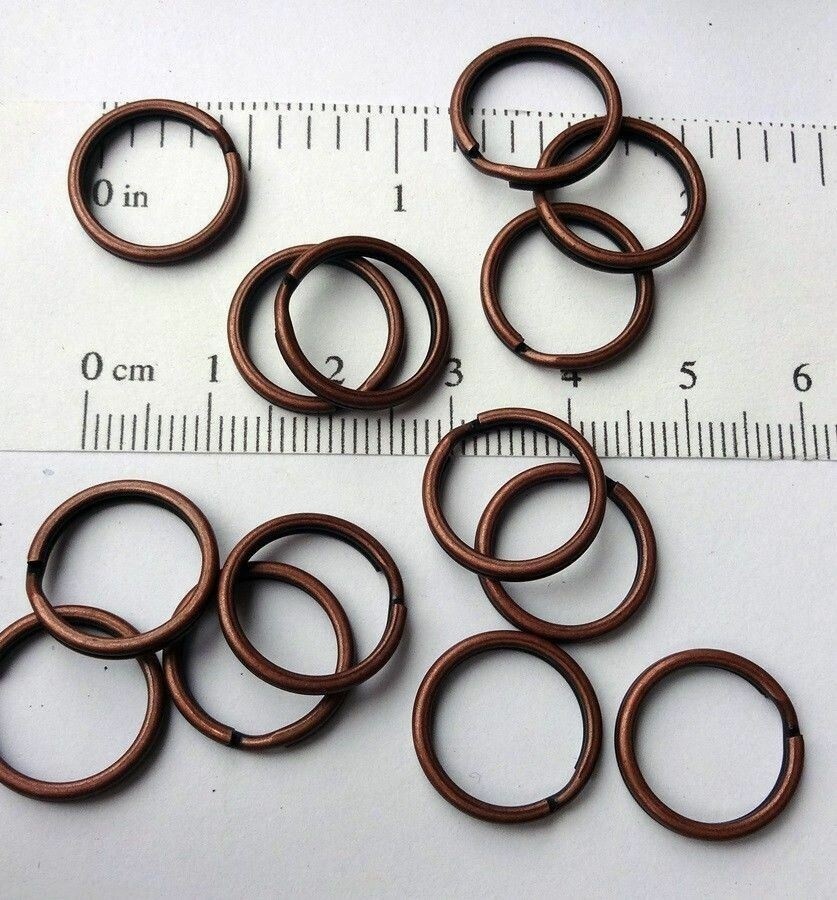 4 Key Rings 15mm Approx 5/8″ Split Ring Antique Copper Finish Steel Findings