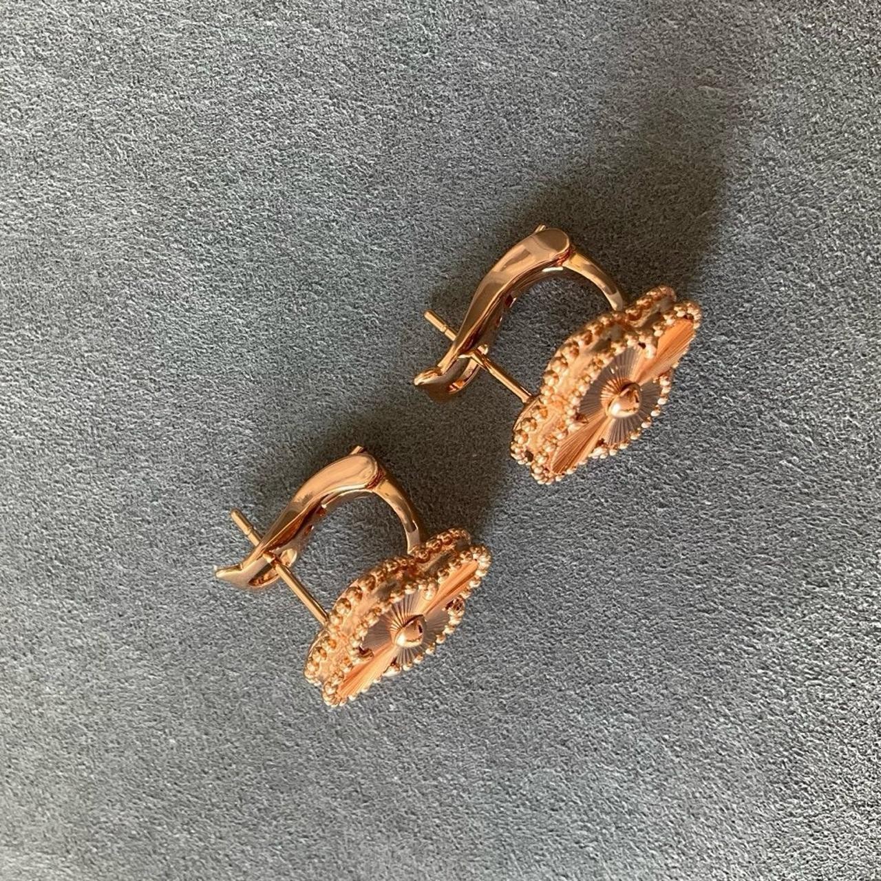 Flower earrings Sterling Silver 925 rose gold plated 15mm