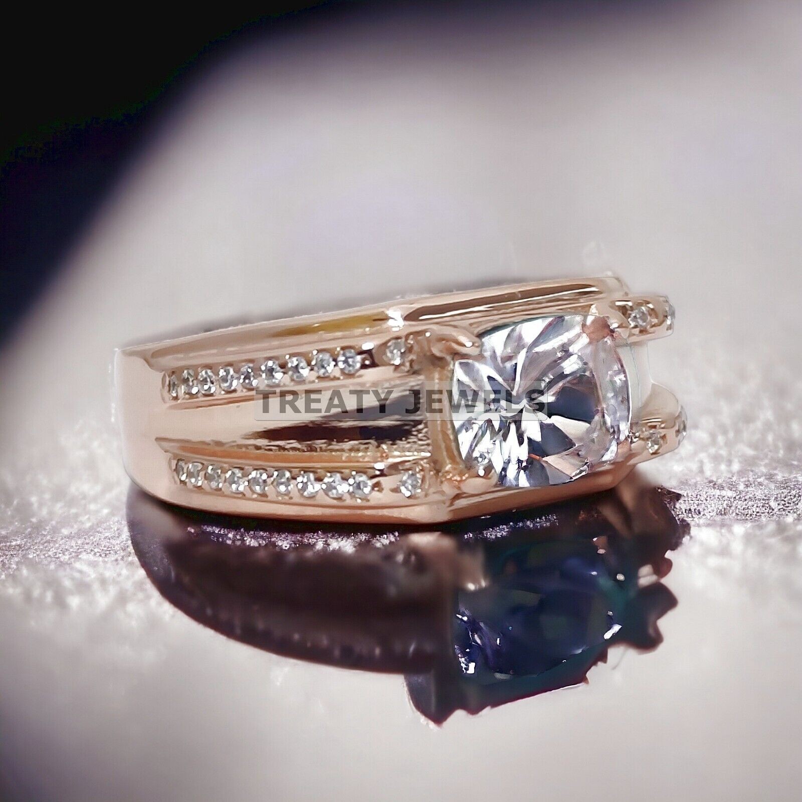 Moissanite Cushion Cut With 14k Yellow Gold Ring For Men’s #767