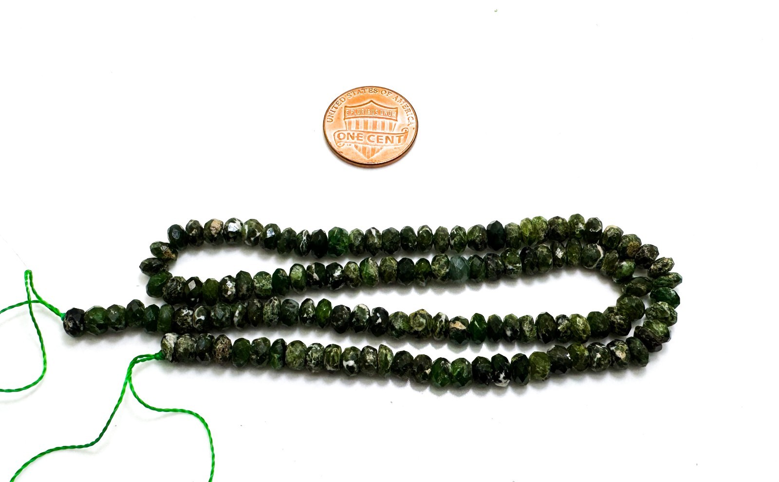 Natural Chrome Diopside Faceted Rondelle Beads Deep Green Gemstone RDF61B