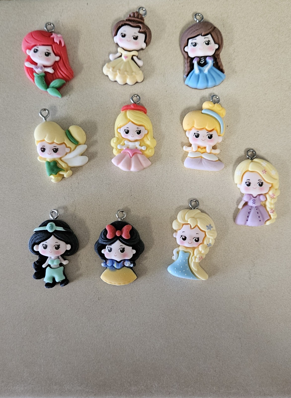 Handmade Multicolor Resin Princess Charms Set of 10 for Jewelry Making Crafts