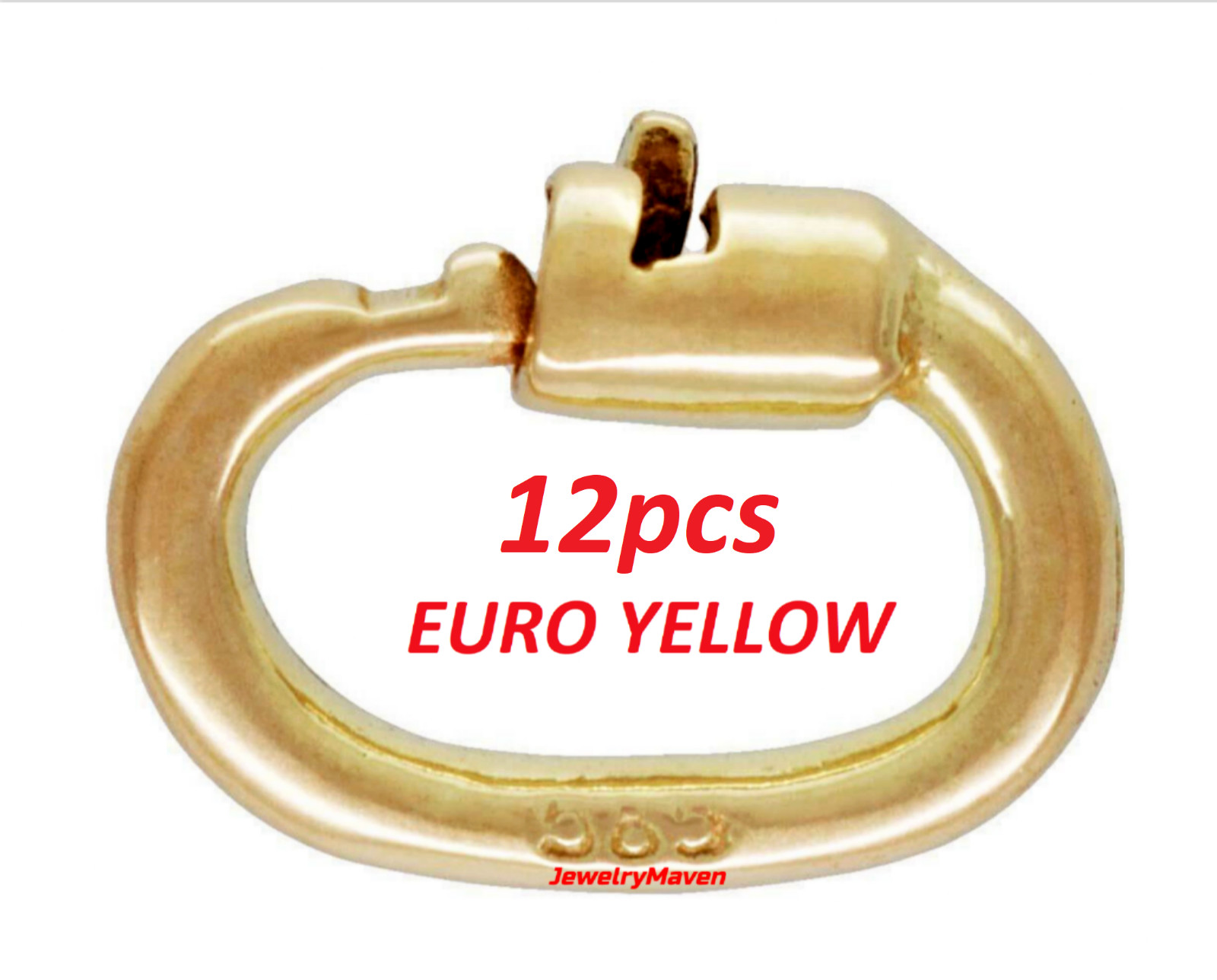 (12) EURO ROYAL 4.5mm OD 14k Yellow Gold Link Lock OVAL Jump Ring Charm 20ga