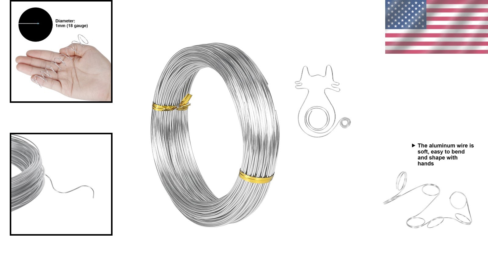 18 Gauge Aluminum Craft Wire, 165 ft- Bendable Metal Wire for Jewelry, Floral…