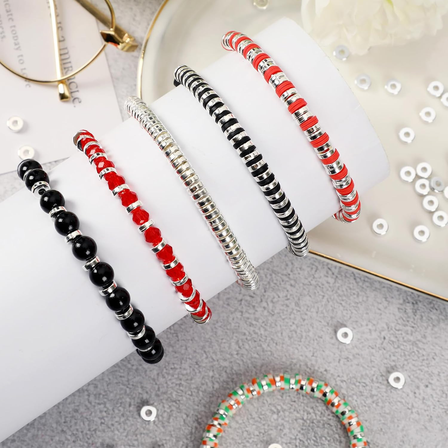 Spacer Beads, 1500Pcs 6Mm Flat round Spacer Beads Disc Loose Beads for Jewelry M