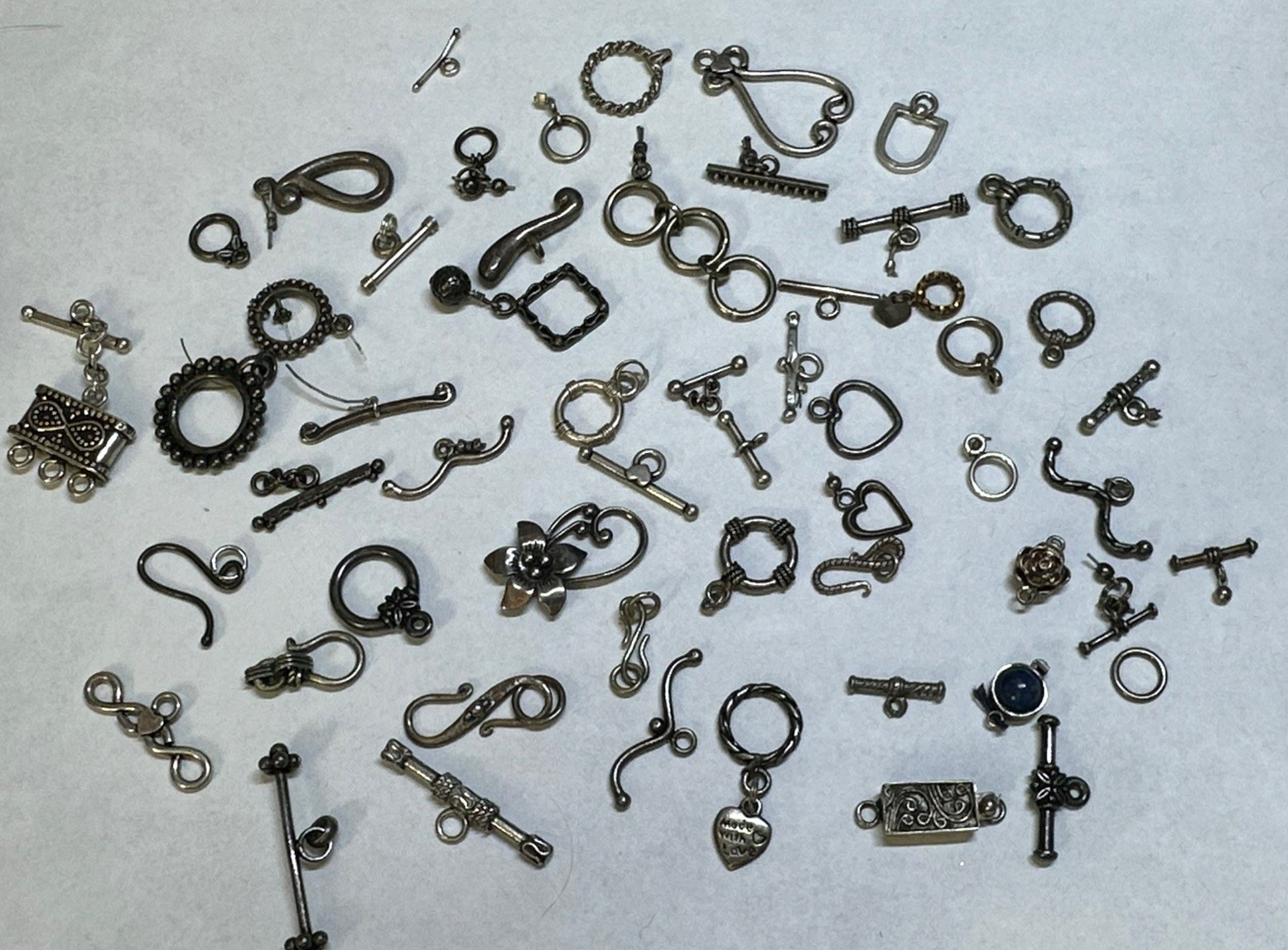 Lot Of Sterling Silver Clasps, Mostly Toggle, 100g