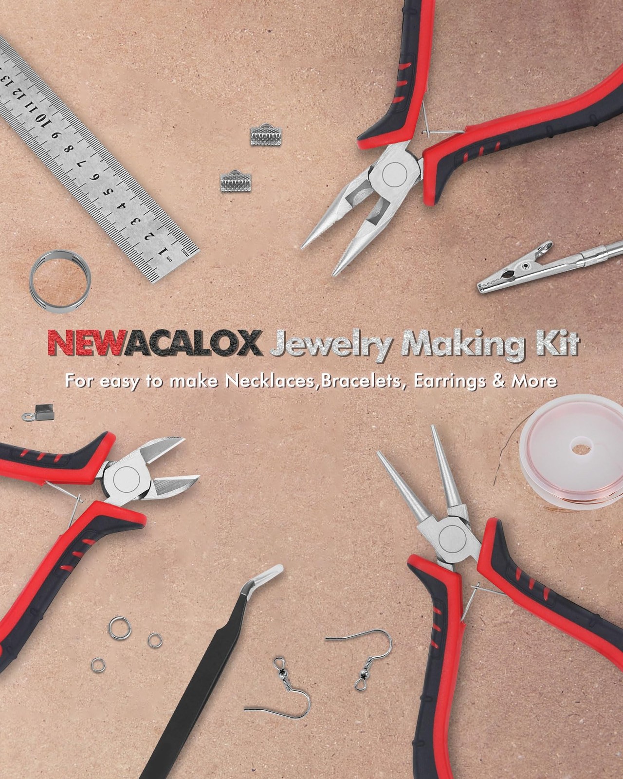 Jewelry Making Tools Set – Mini Pliers, Beading Wire & Bracelet Helper Kit