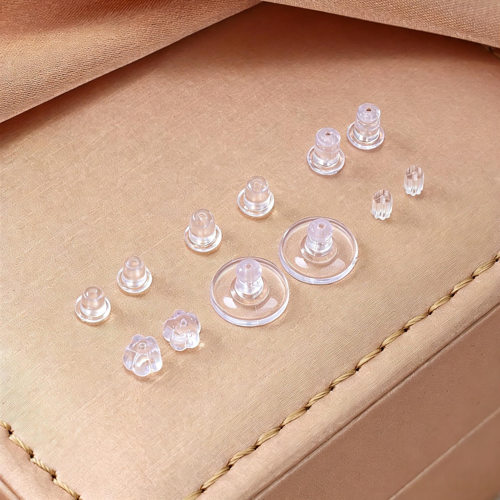 Nkwuire 6 Styles 600Pcs Silicone Earring Backs, Clear 600 pieces, 6 styles-A