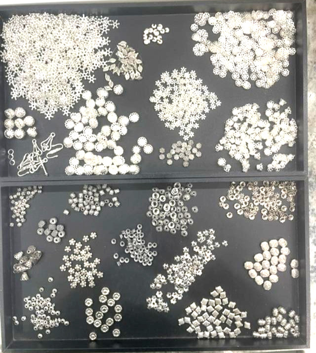 Silver Plated & Antiqued, 25 Packets Findings -Some Tibetan Style – 1-3/4 lbs