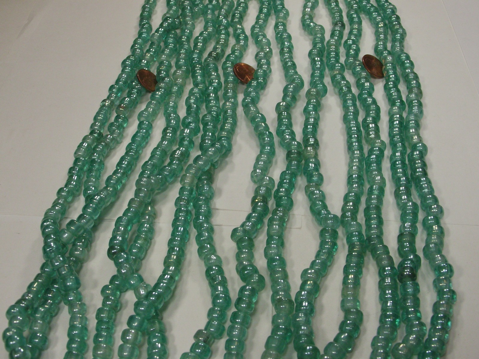 15 Strands 22″ Seafoam Blue Pony Glass Beads Wholesale Bulk Lot (6mm x 9mm) (C)