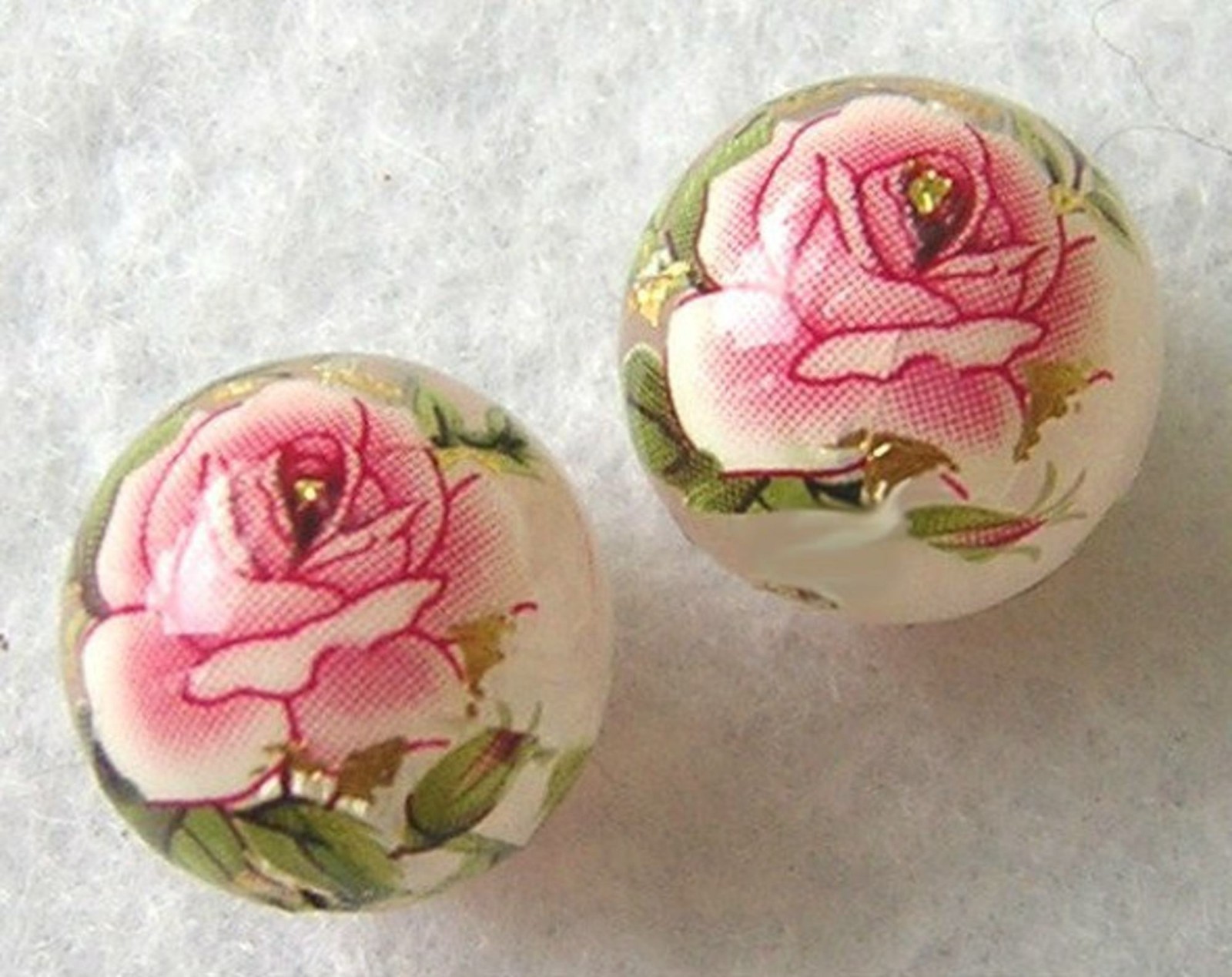 Lovely Japanese Tensha Drop Focal Bead Large Pink Rose Clear 30x16mm