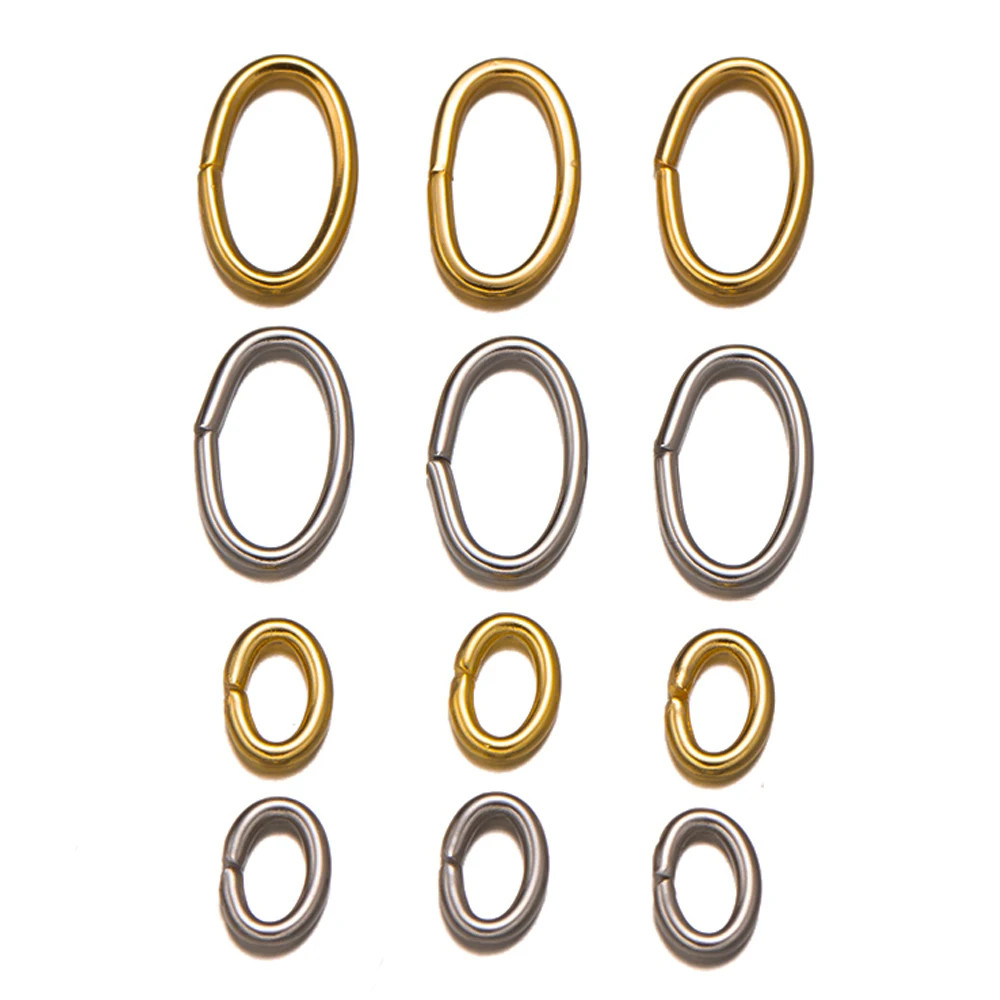 50Pcs Stainless Steel Oval Jump Rings Connector Open Rings for Jewelry Making Ea