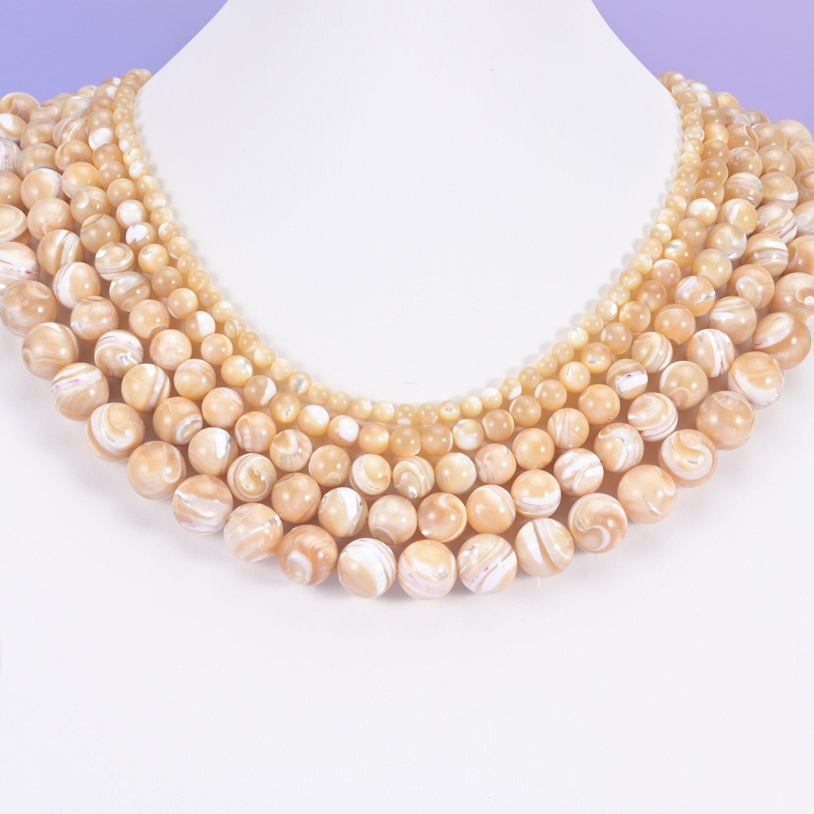 Trochus Shell Smooth Round Beads 4mm 6mm 8mm 10mm 12mm 15.5 Inch Strand