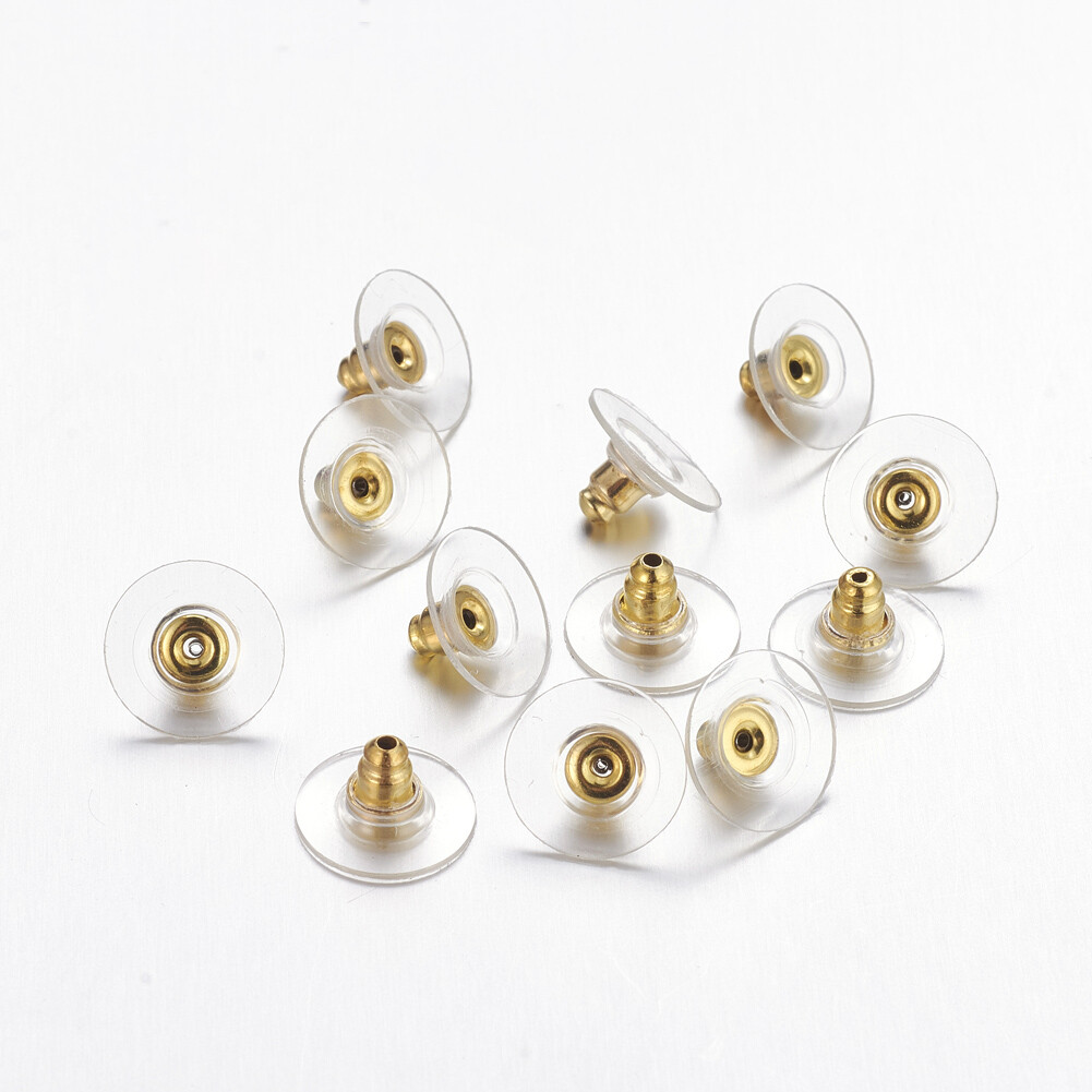 500pc Gold Brass Bullet Clutch Earring Backs Ear Nuts Earring Back Stopper