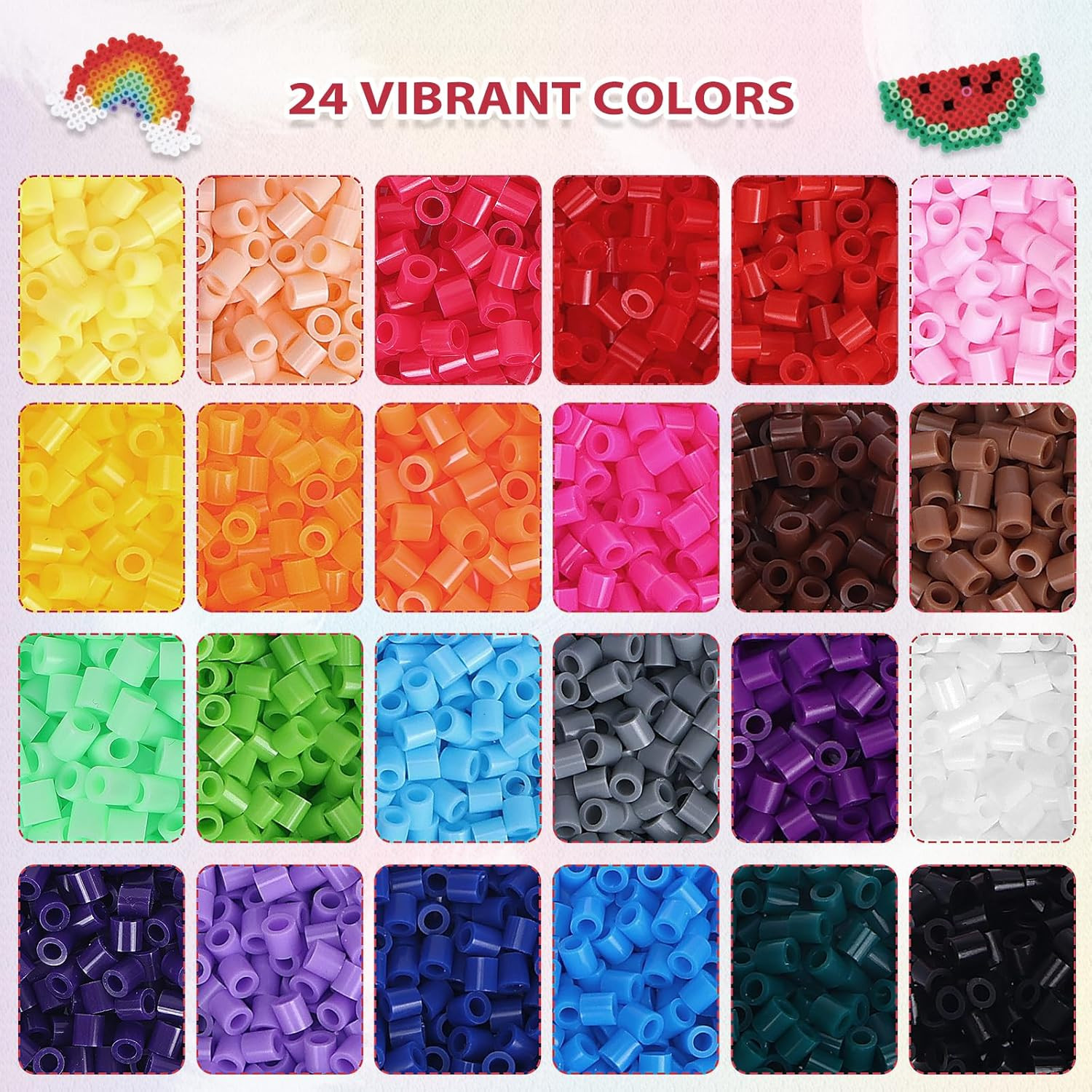 Fuse Beads Kit 24 Colors Melting Beads 21000 Pcs 5mm Beads with Over 80 Accessor