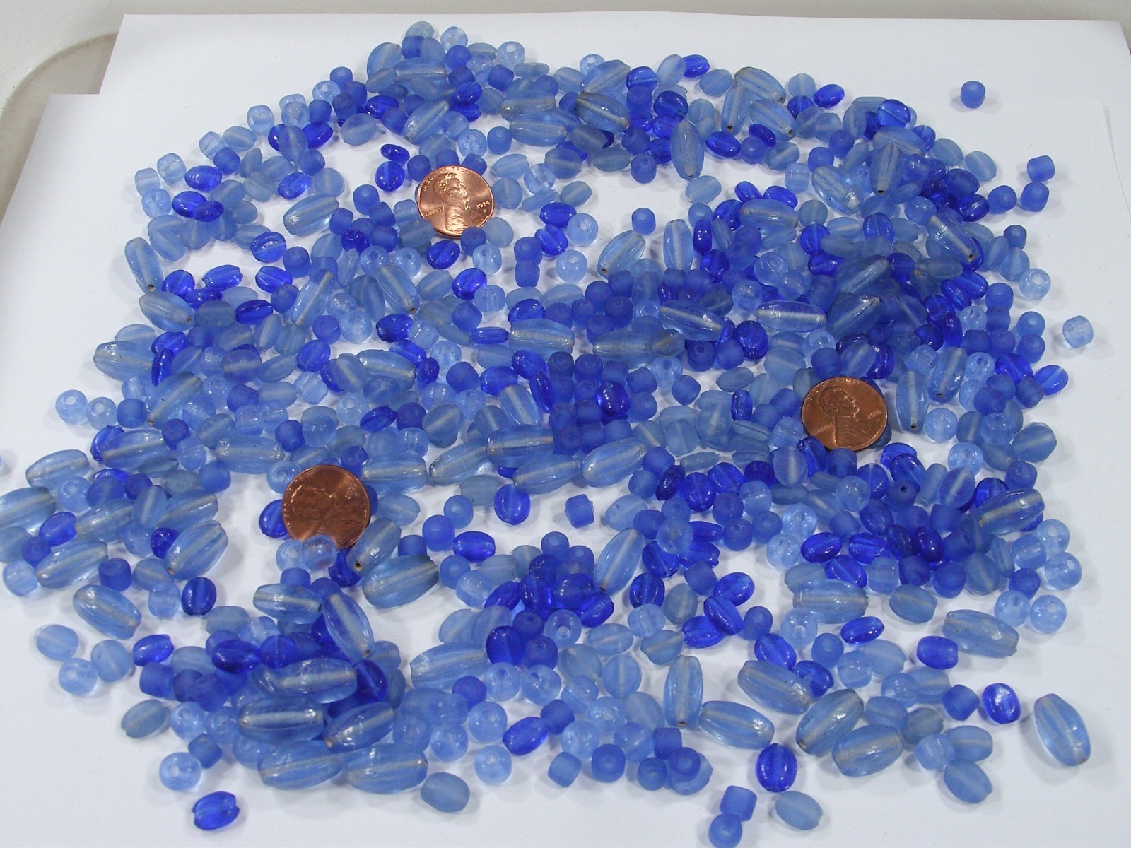 2 Pounds Assorted Blue India Handmade Glass Beads Wholesale Bulk Lot (FDC-5) ⭐