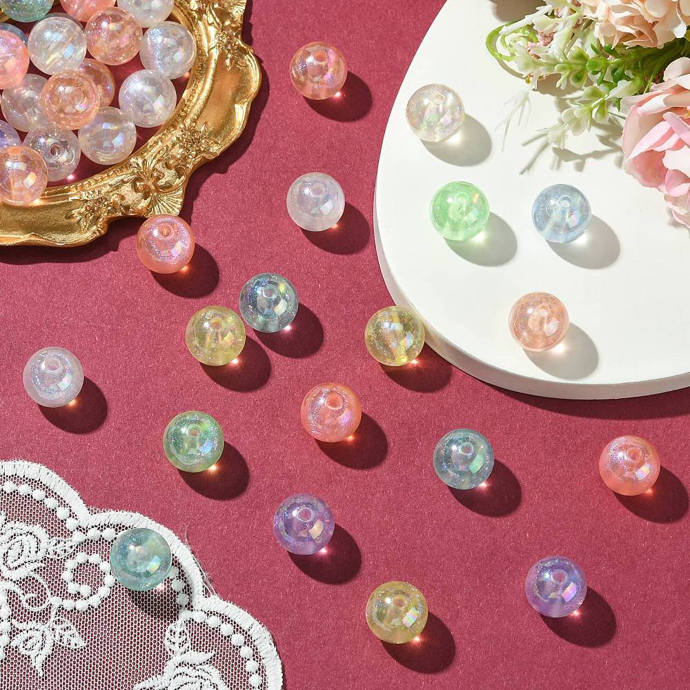 50x Bubblegum Glitter Powder Chunky Beads for DIY Jewelry Crafts Home Decoration
