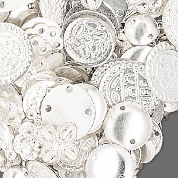 100 Grams Silver Plated Brass Component Mix with Approximately 585-600 Pieces *