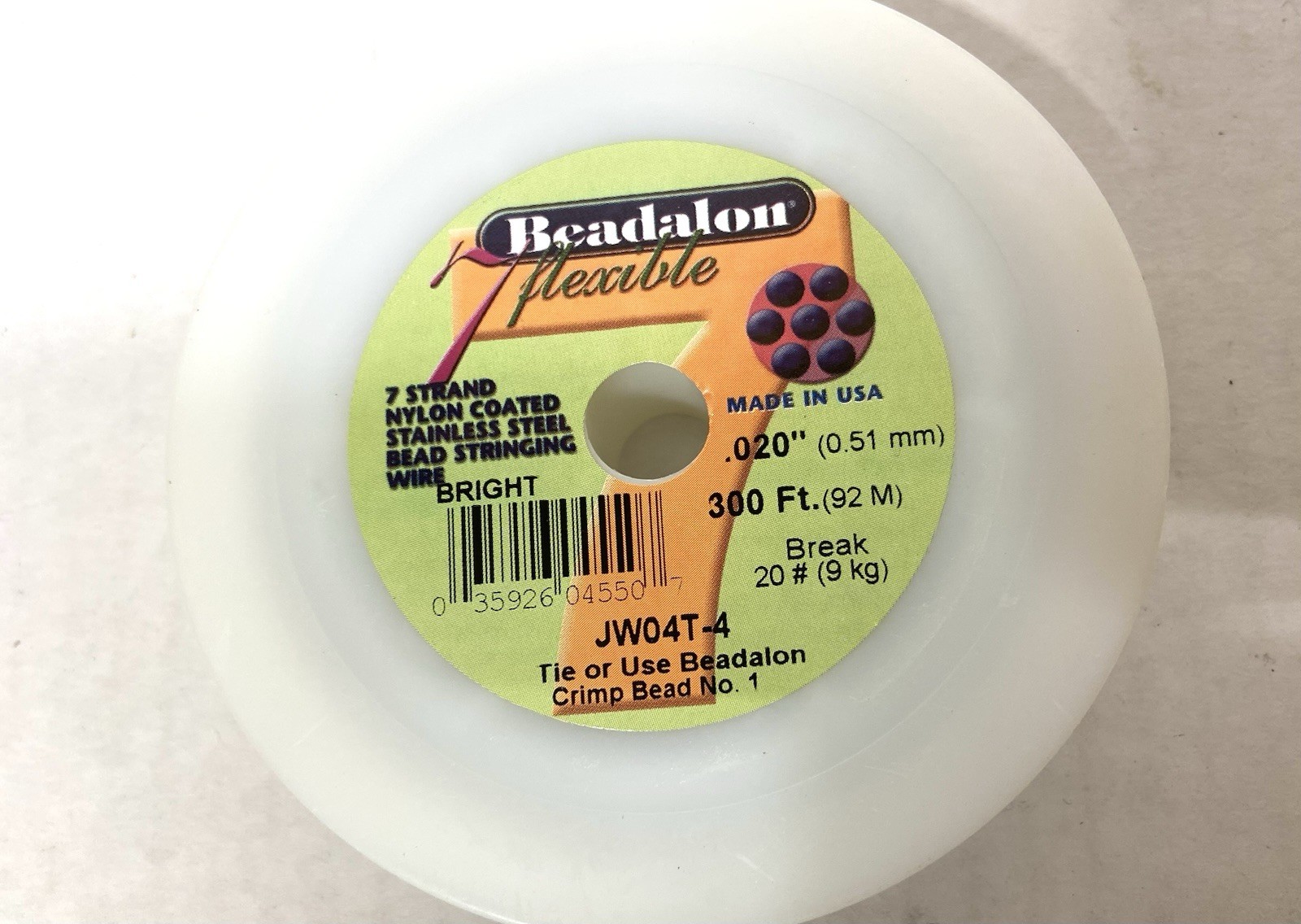 Beadalon BRIGHT .020″ Bead Stringing Wire 7 Strand Flex Wire – 300ft Bulk Spool