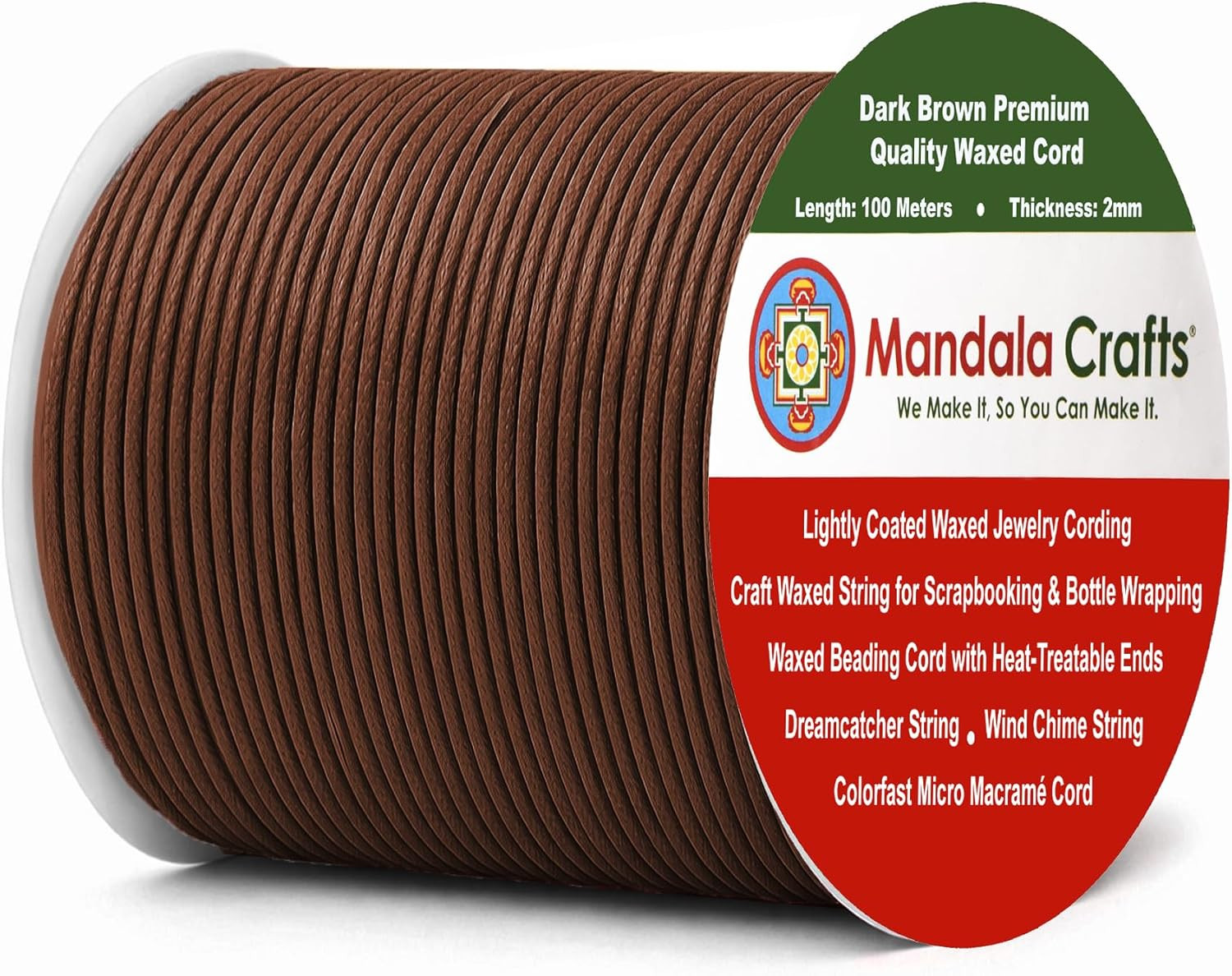 2mm Dark Brown Cotton Waxed Cord for Jewelry Making, 109 Yards – Waxed Cotton St