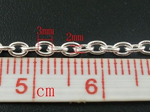 Chain, 100 Inches Silver Plated Fine Cable Bulk Chain with 2x3mm Links *