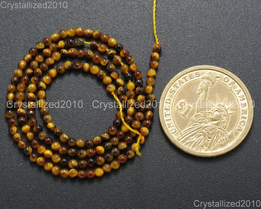 Natural Gemstone Tiger’s Eye Round Beads 2mm 4mm 6mm 8mm 10mm 12mm 16mm 15.5″