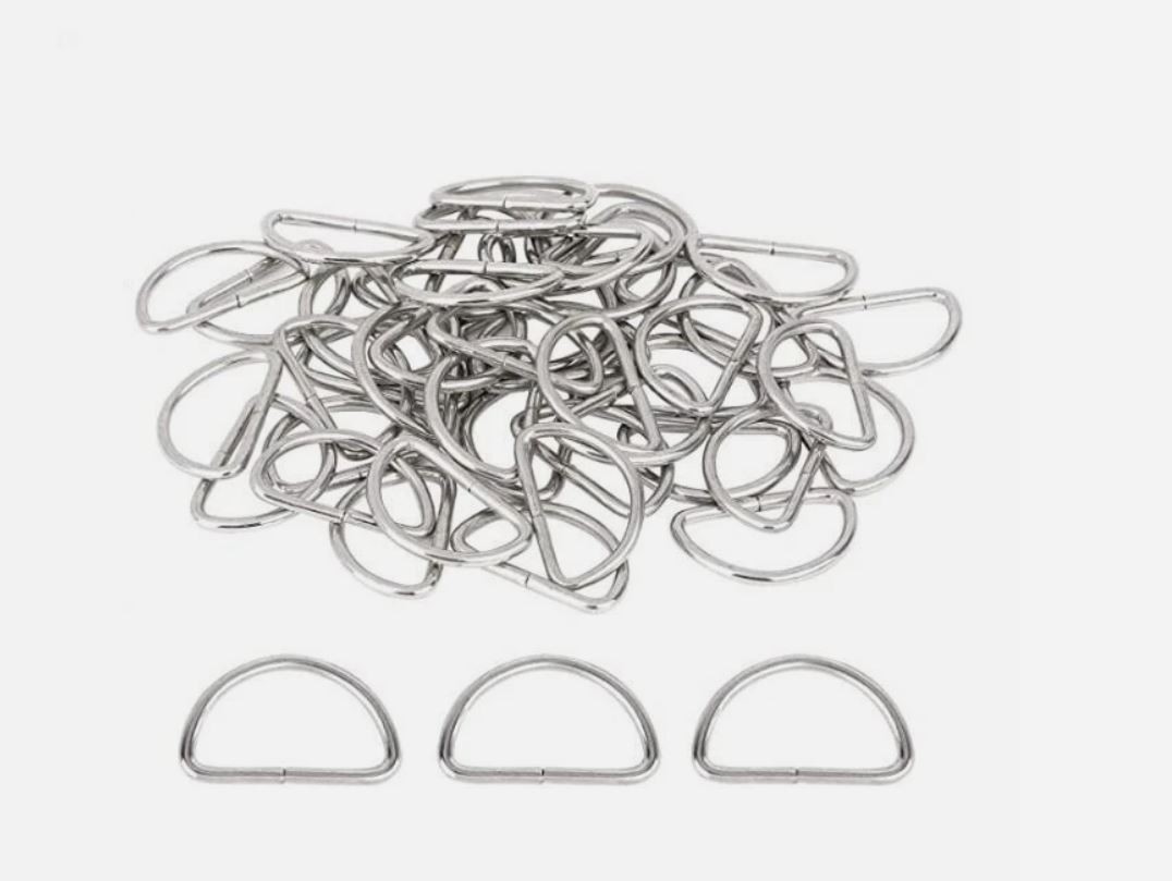 Metal Silver D Ring, 1 inch D Ring Heavy Duty Nickel plated (100 pack)